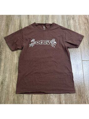Obey Cherub Throwie Brown Graphic Tee Cupid Logo Size S
